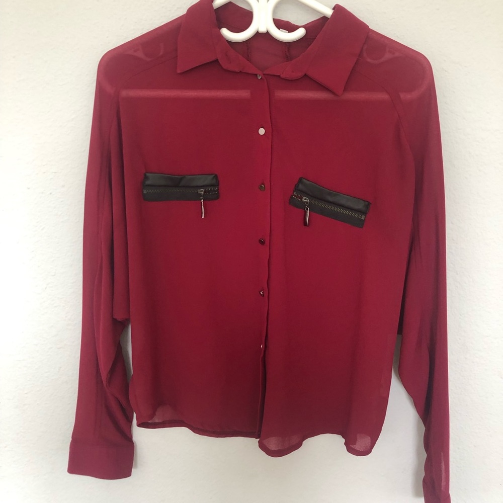 red wine colored button down (NEVER WORN)
